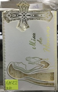 TARJETA VIRGEN CON CRUZ DORADO FOLCKOTE