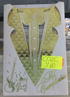 Tarjeta mi cumpleaños corbata dorada C02C