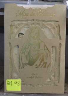 TARJETA SAGRADO CORAZON DORADO MARRON