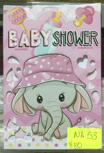 Tarjeta baby elefante rosado NA053