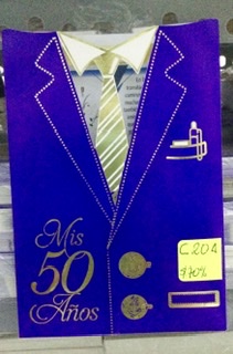 Tarjeta 50 años terno azul C20A