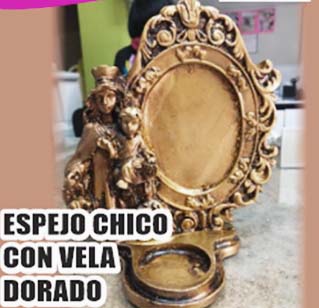 MARMUALINA ESPEJO CHICO CON VELA DORADA