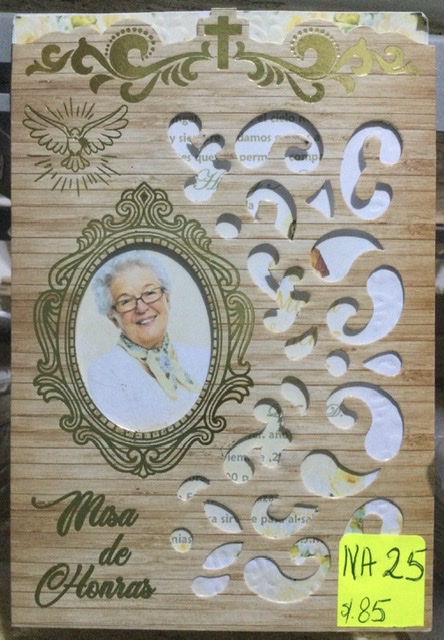 TARJETA misa porta foto dorado NA025