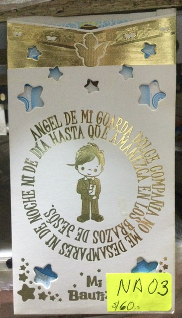 TARJETA BAUTIZO NIÑO DORADO CP22-T22B