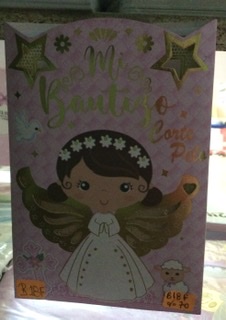 Tarjeta mi bautizo corte de pelo ángel niña B18F