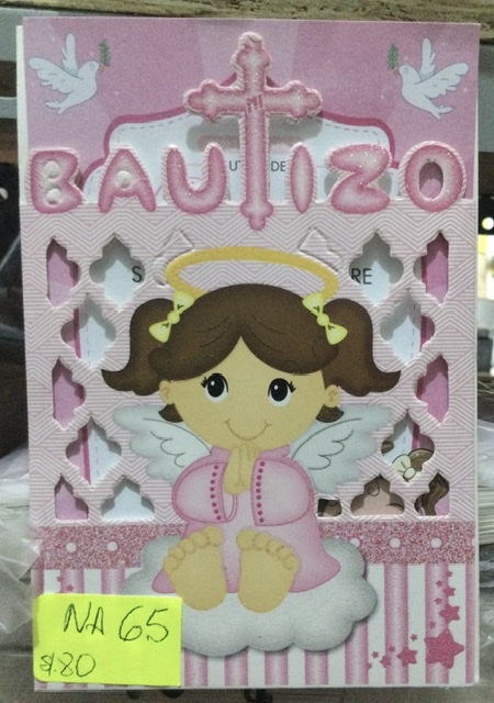 Tarjeta bautizo rosado NA065