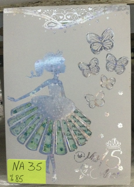TARJETA Quince años plateado