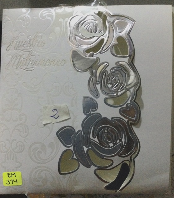 Tarjeta matrimonio rosas plateada EM314