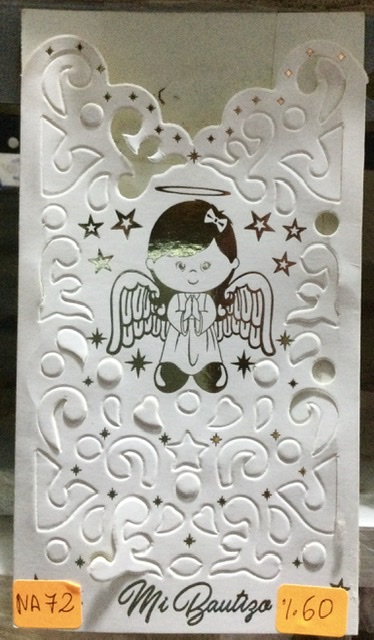 Tarjeta bautizo fondeado dorado NA072