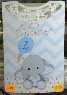 TARJETA BABY ELEFANTE CELESTE