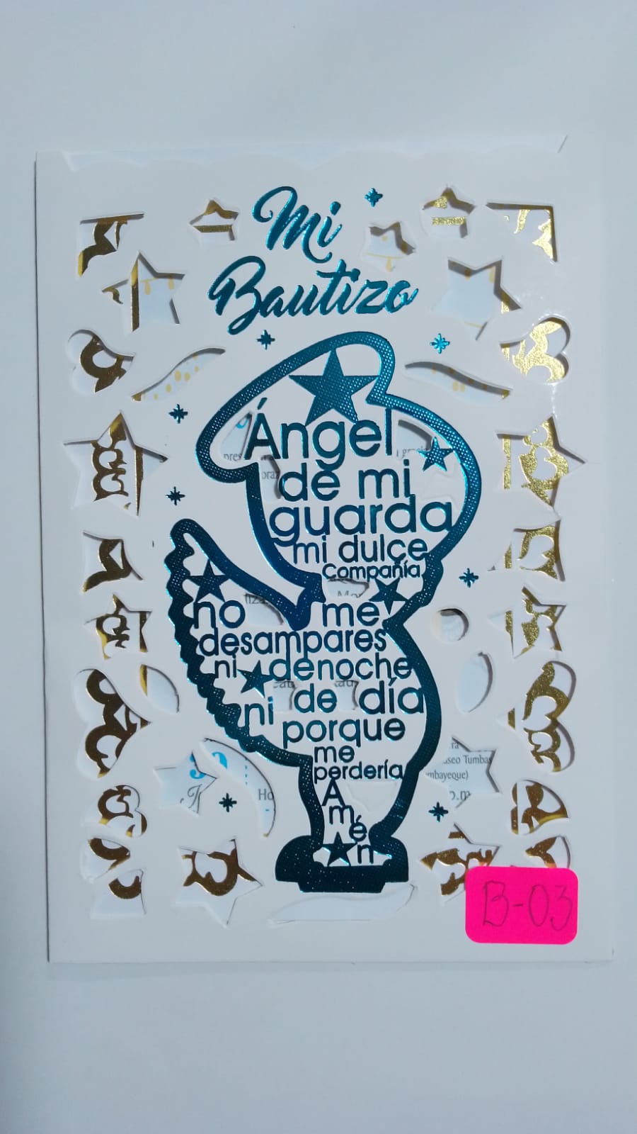 TARJETA BAUTIZO ANGEL TURQUEZA B03T