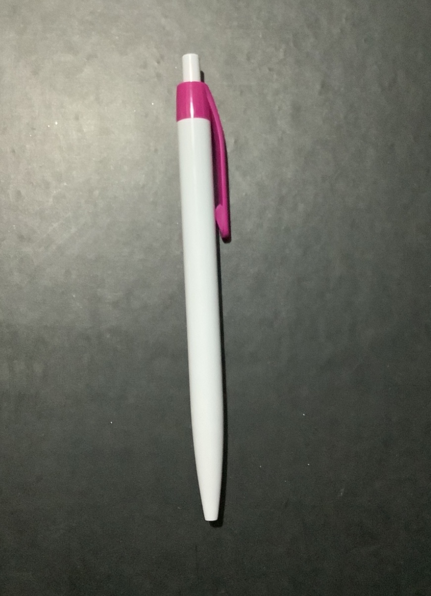 LAPICERO PLASTICO BLANCO CON CLIP DE COLOR FUCSIA