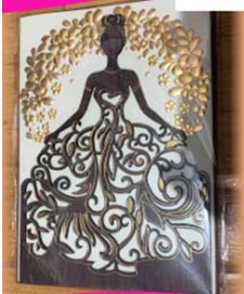 TARJETA MADERA RECTANGULAR SILUETA QUINCEAÑERA