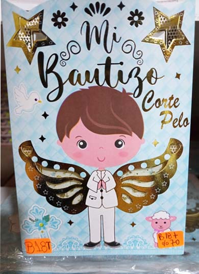 TARJETA  MI BAUTIZO Y CORTE DE PELO NIÑO B18T