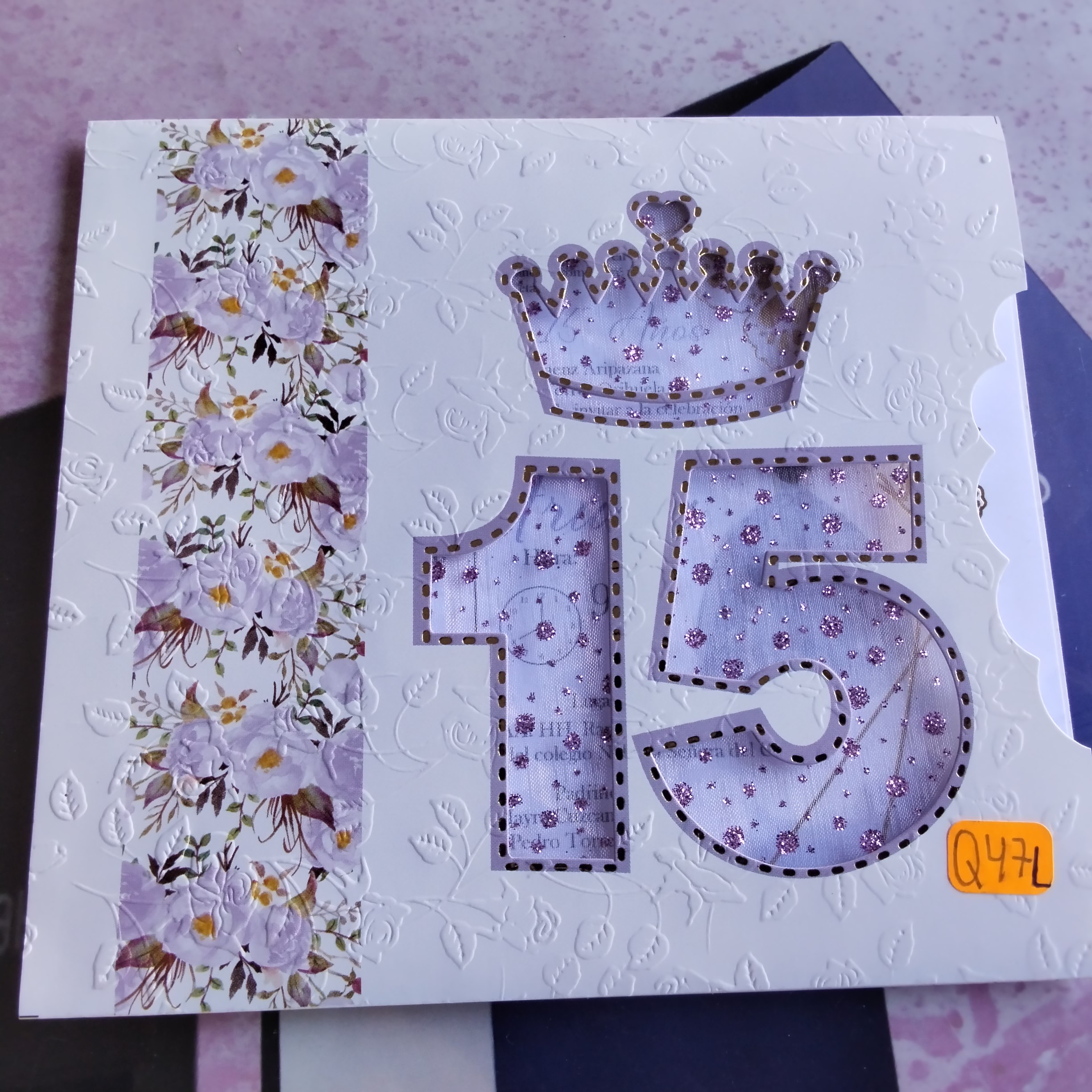 TARJETA QUINCE AÑOS LILA Q47L