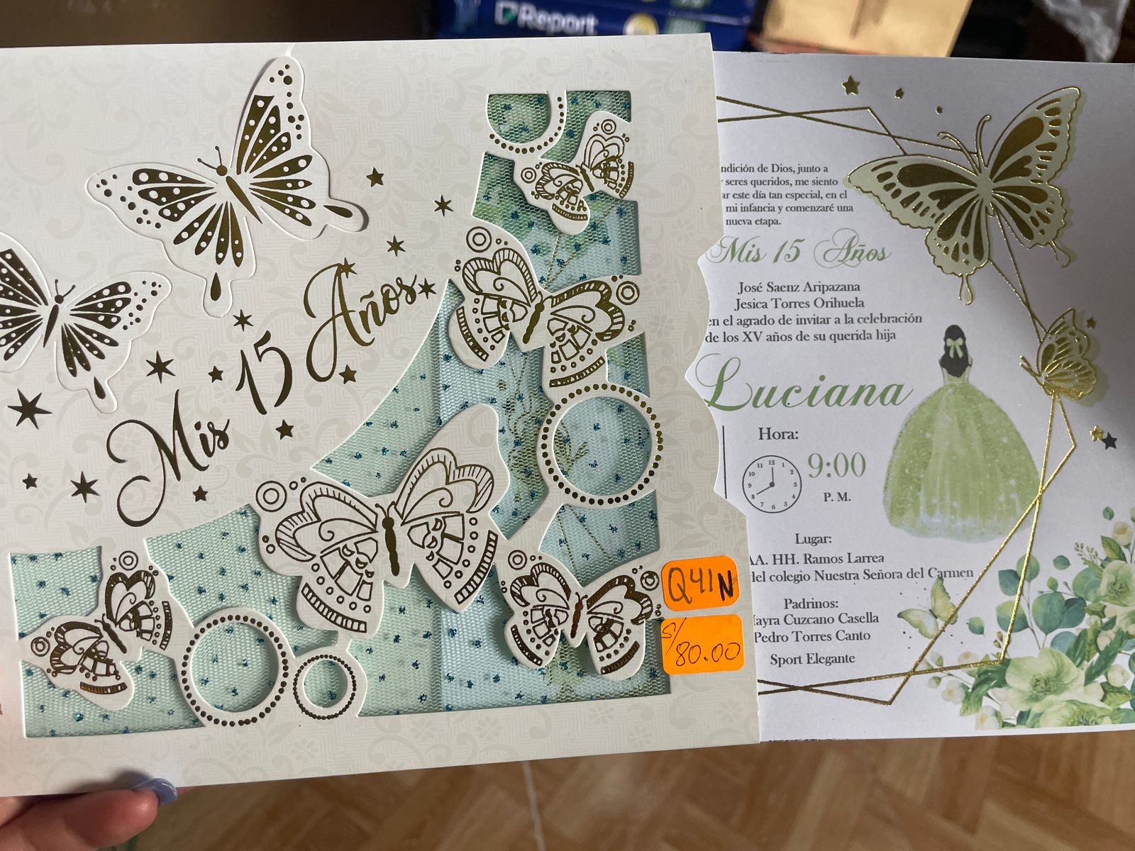 Q41N TARJETA QUINCEAÑOS MARIPOSA
