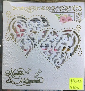 Tarjeta de matrimonio dos corazones P01D