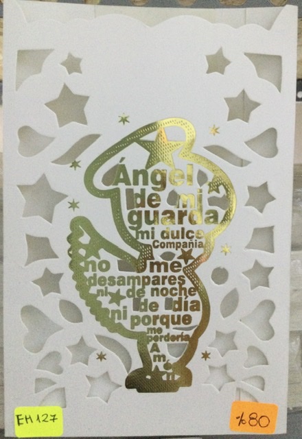 TARJETA ANGEL ORACION DORADO BAUTIZO