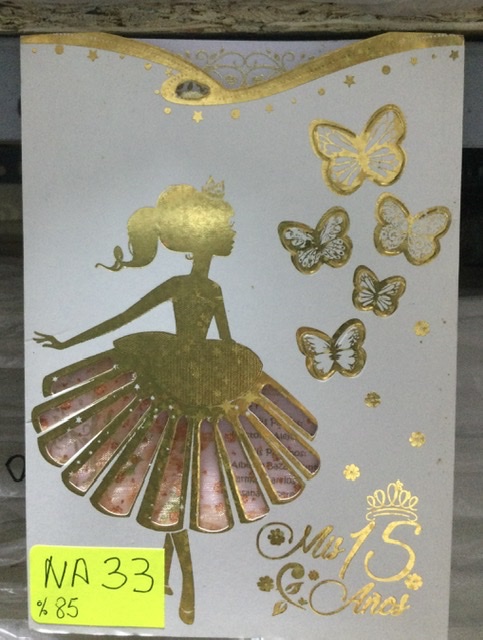 TARJETA QUINCEAÑOS DORADO SS3