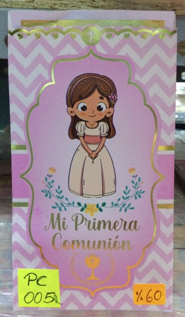 Tarjeta comunión rosado PC005R