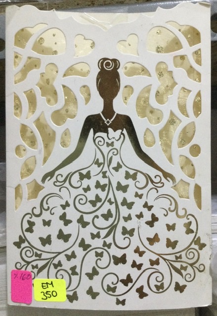 TARJETA SILUETA QUINCEAÑERA DORADO Em350