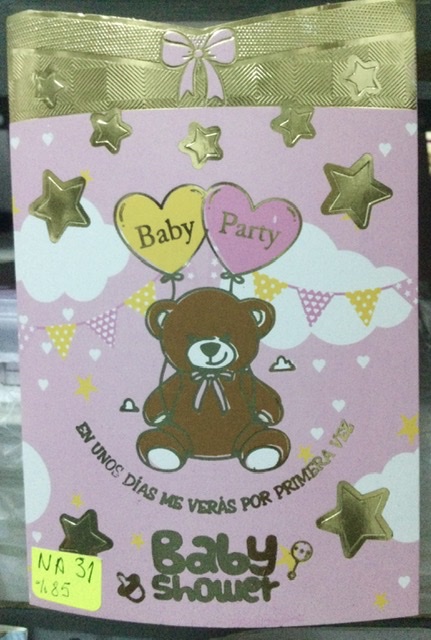 Tarjeta  a y shower oso niña
