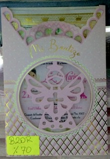 Tarjeta mi bautizo ángel en círculo rosado B20R