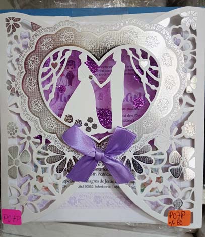 TARJETA MATRIMONIO NOVIOS EN UN CORAZÓN PLATEADO P07P