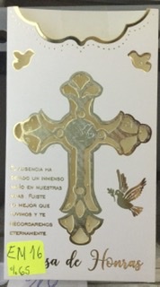 TARJETA CRUZ DORADO 2 BLANCO