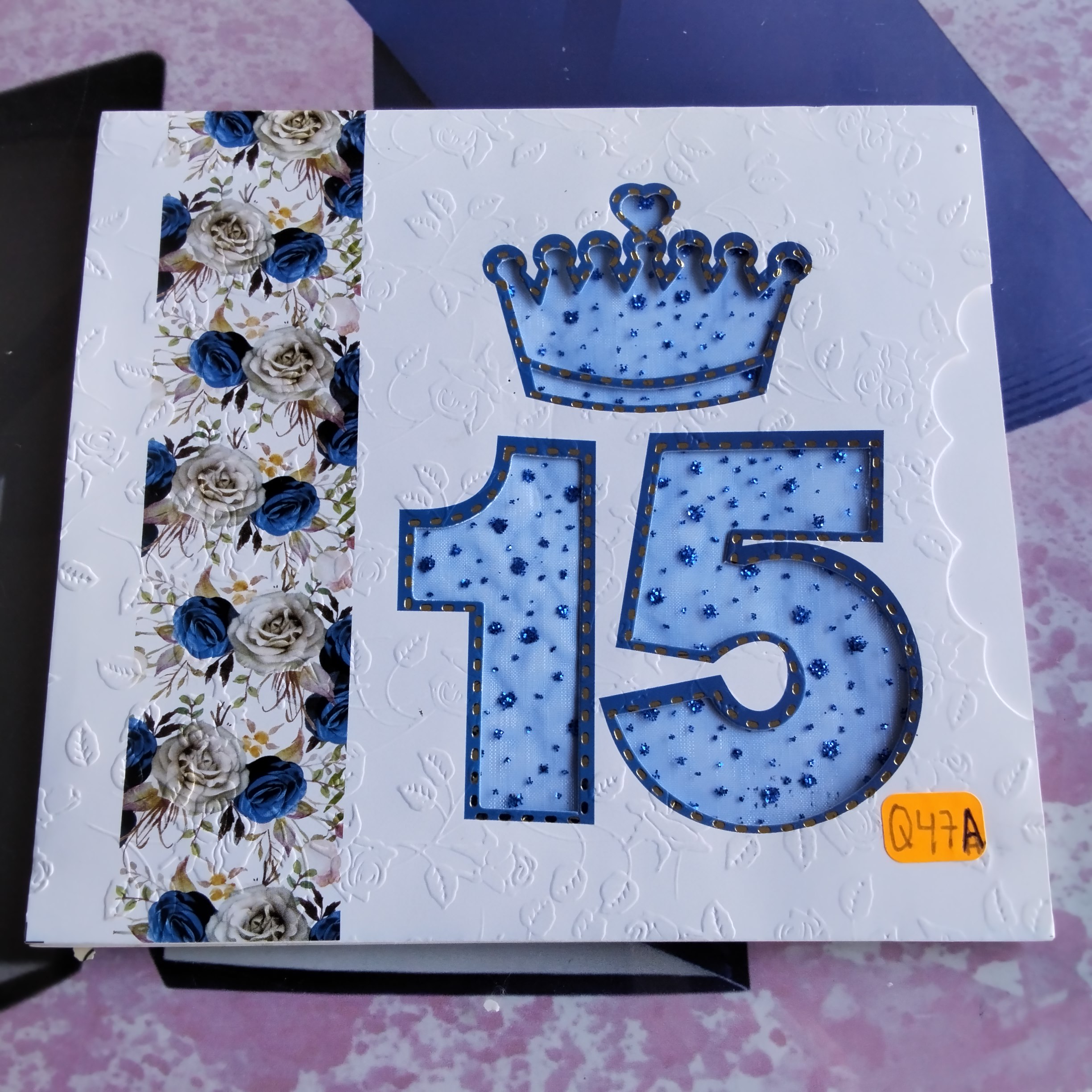 TARJETA QUINCE AÑOS AZUL Q47A