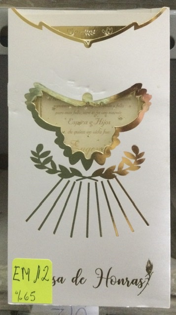 TARJETA PALOMAS ALAS DORADO BLANCO
