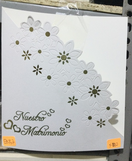 TARJETA FLORES ELEVADAS DORADA EM157