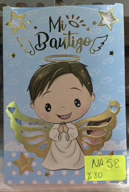 Tarjeta bautizo angel celeste NA058