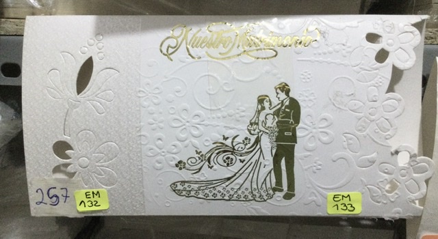 TARJETA NOVIOS 3 24X12 DORADO