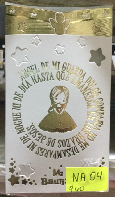 TARJETA BAUTIZO NIÑA DORADO CP21-T22A