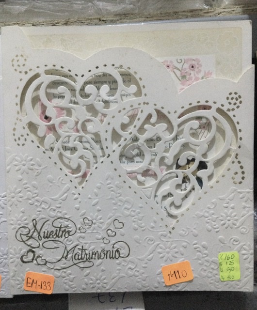 TARJETA NOVIOS 2 24X12 DORADO EM133