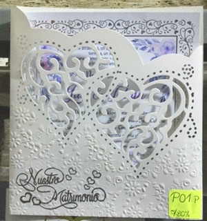 Tarjeta matrimonio dos corazones P01P
