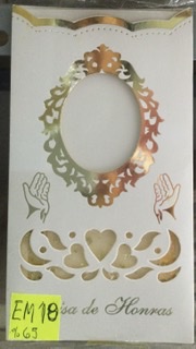 TARJETA HUECO MANOS DORADO BLANCO