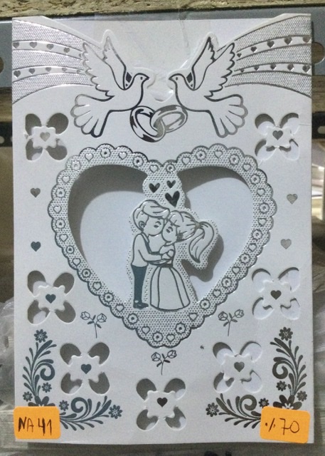 TARJETA NOVIOS CORAZON PLATA SN4-TO4H