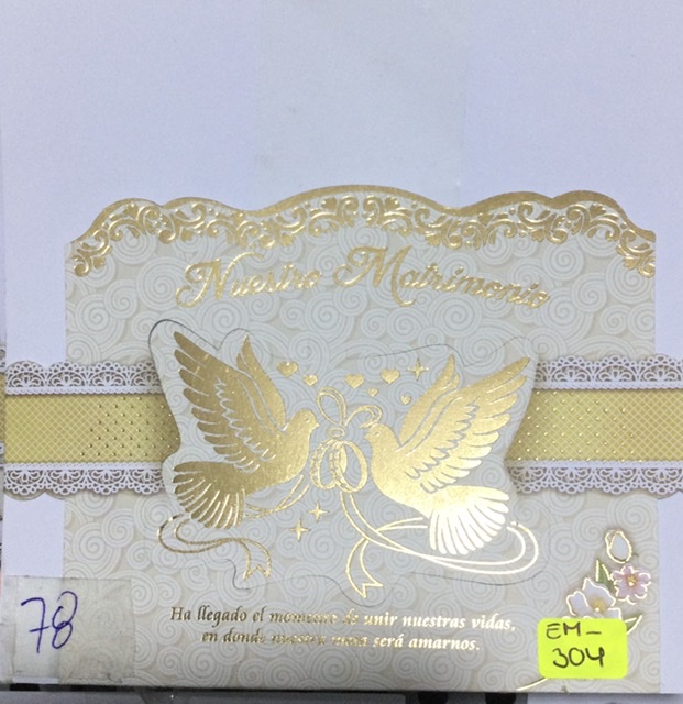 Tarjeta matrimonio palomas EM304
