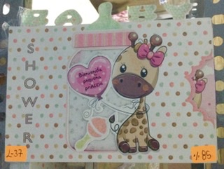 TARJETA JIRAFA ROSADO BABY SHOWER L037