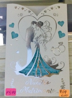 Tarjeta matrimonio novios plateado P57P