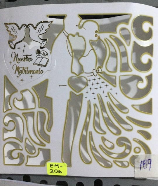 Tarjeta matrimonio novios troquelado dorado EM 306