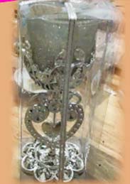 VELAS GRANDE PLATEADO BASE CORAZON