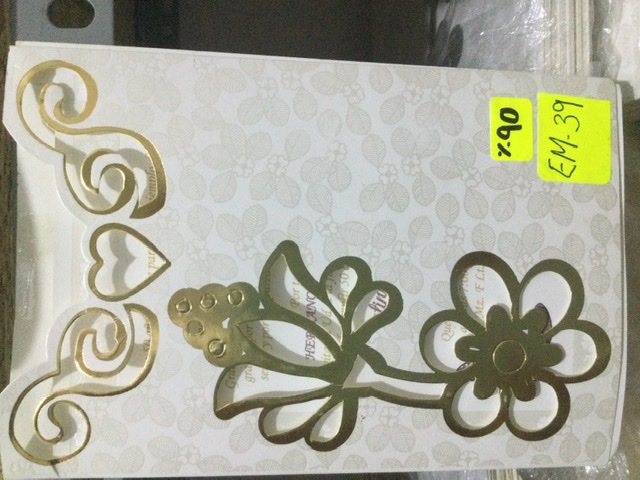 TARJETA Flor dorado Em39