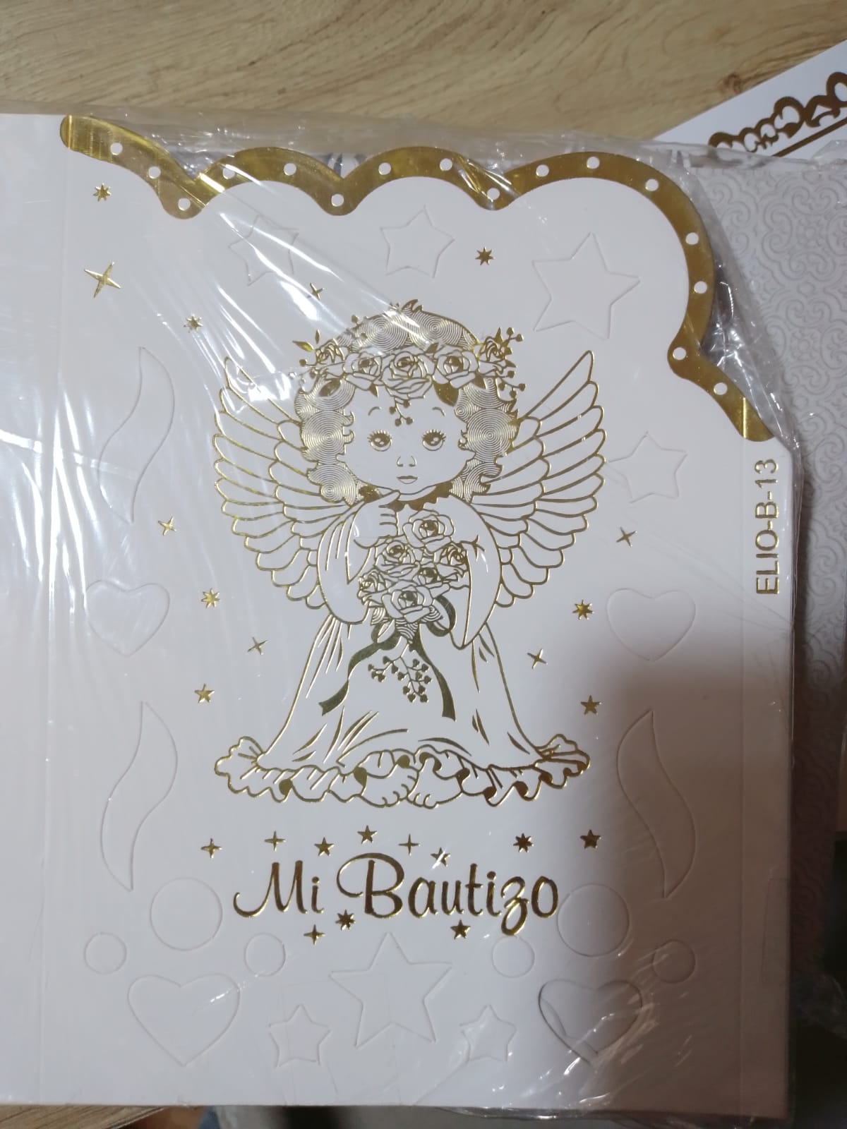  TARJETA BAUTIZO  ANGEL NIÑA  DORADO em173