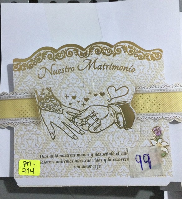 Tarjeta matrimonio manos PM214