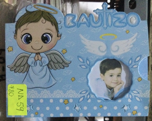 Tarjeta bautizo con foto  niño NA059