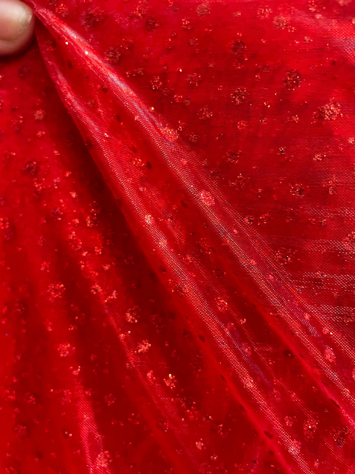 TELA DE ORGANZA ESCARCHADA ROJO