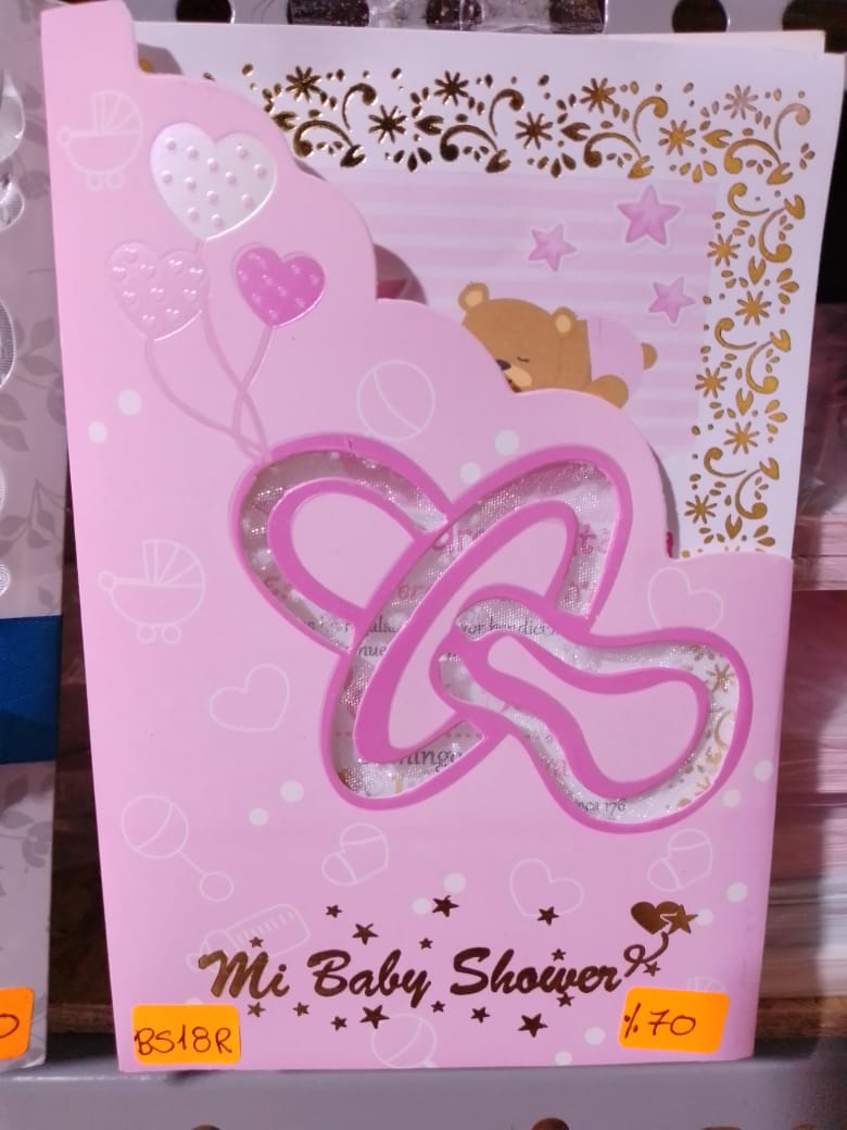 TARJETA BABY SHOWER CHUPON ROSADO BS18R
